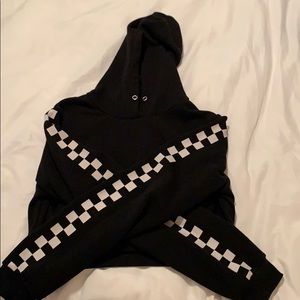 Checker print cropped hoodie